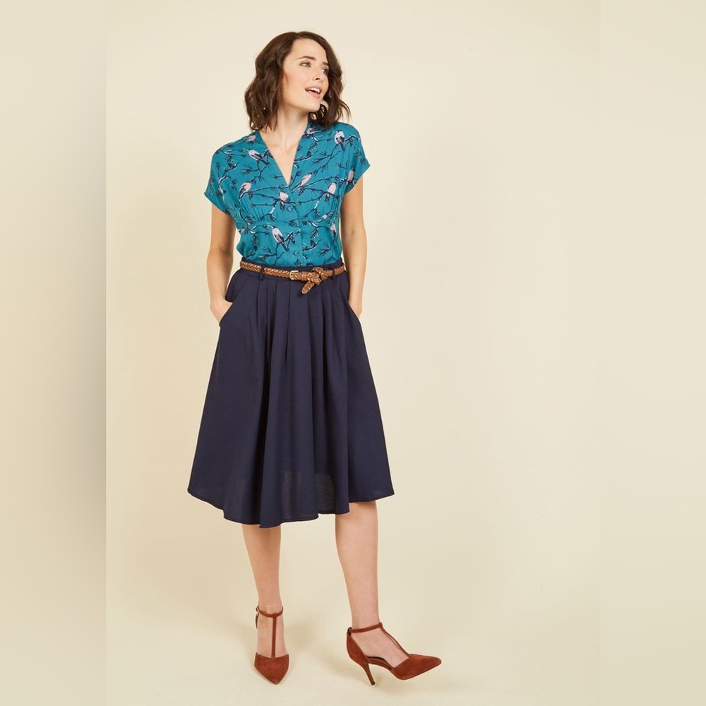 ModCloth Breathtaking Tiger Lilies Midi Skirt